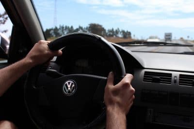 hands on the steering wheel not distracted while driving 