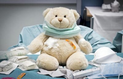 Teddy bear patched up