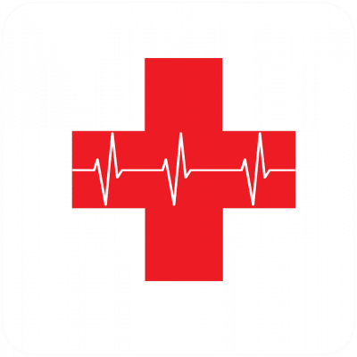 first aid cross with heartbeat vitals