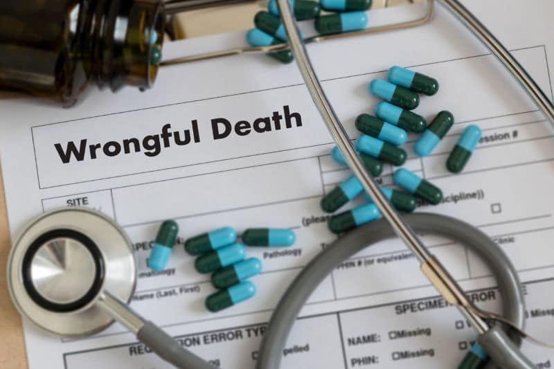 wrongful death claim form with stethoscope